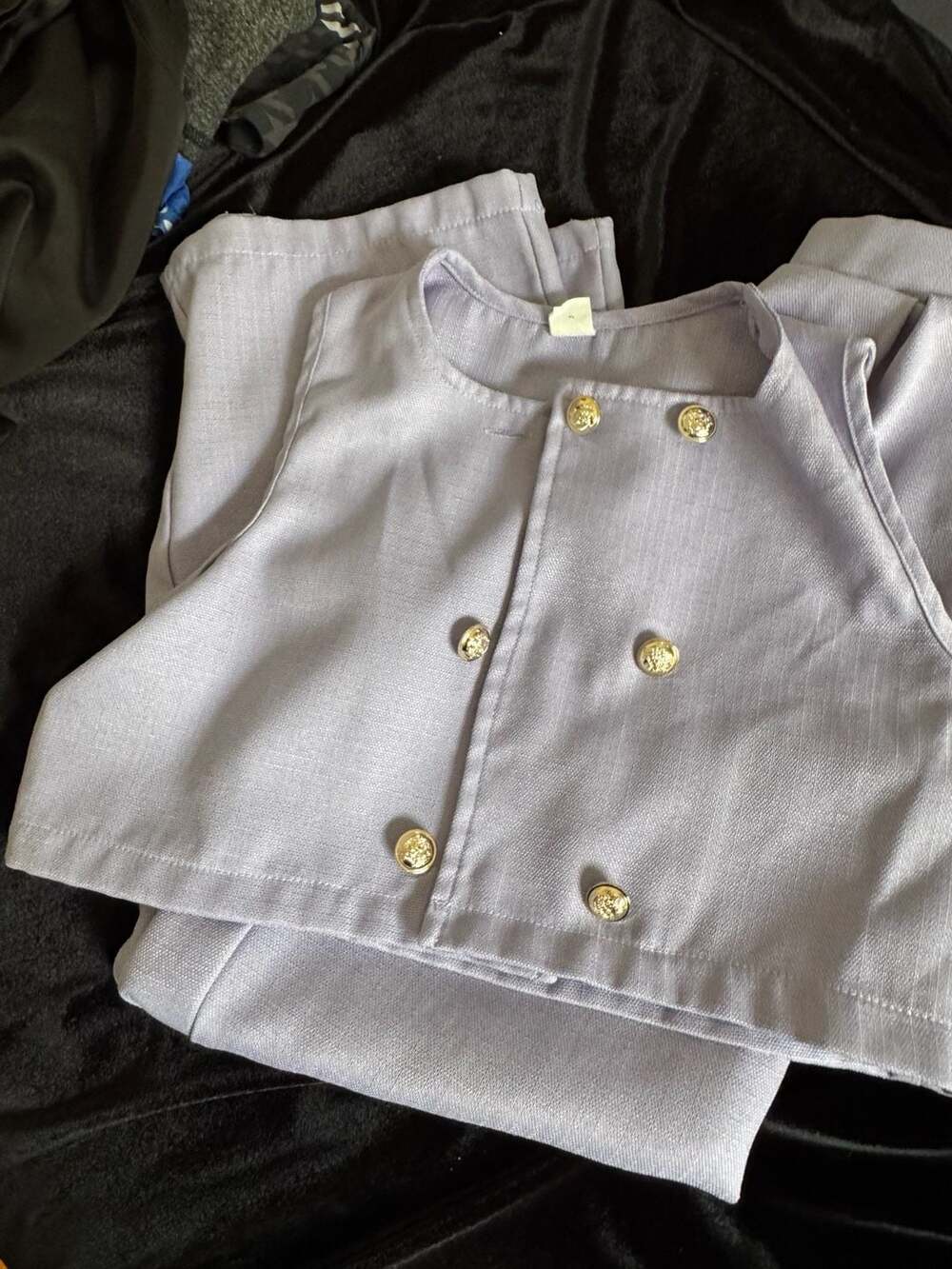 2-Piece kids Minimalist Cropped Button-Front Vest and Matching Pant Set 10y